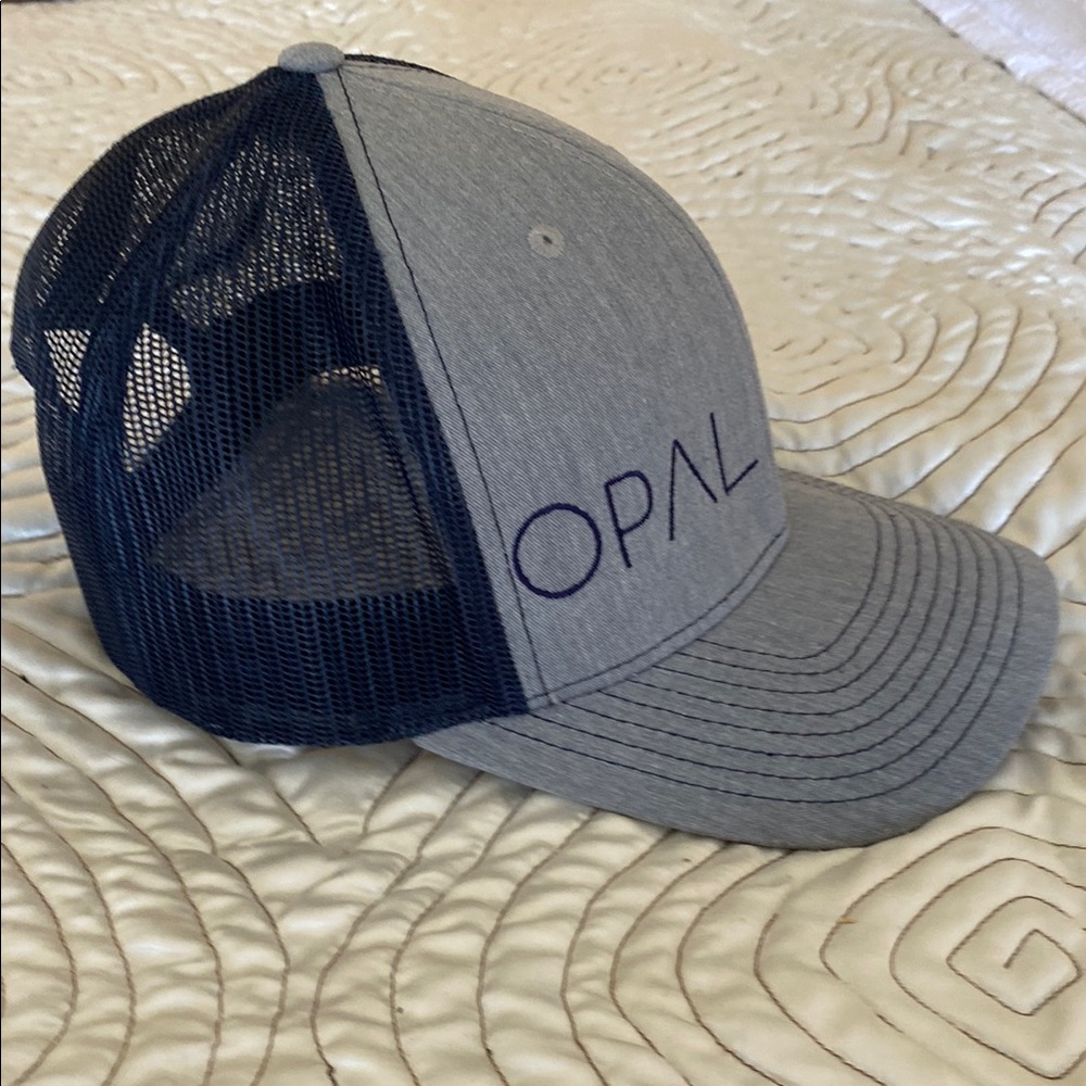 Opal Gray and navy blue mesh  Trucker Hat
